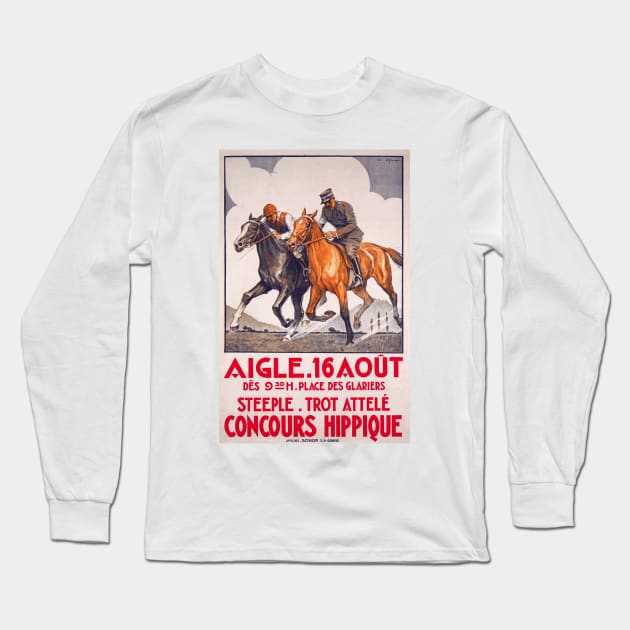 Horse Show, Aigle, Switzerland - Vintage Poster Art Long Sleeve T-Shirt by Naves
